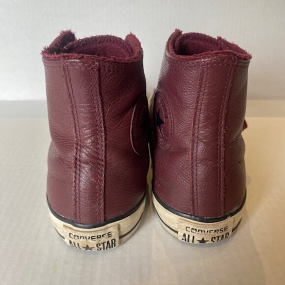 Converse All Star Leather High Top Burgandy Womens Size 7.5 - Picture 6 of 12